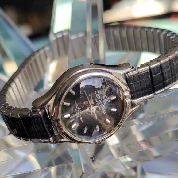 Calvin Klein Accessories - Rare Vintage Tiny Ladies Black Calvin Klein Watch Speidel Band New Battery VHTF